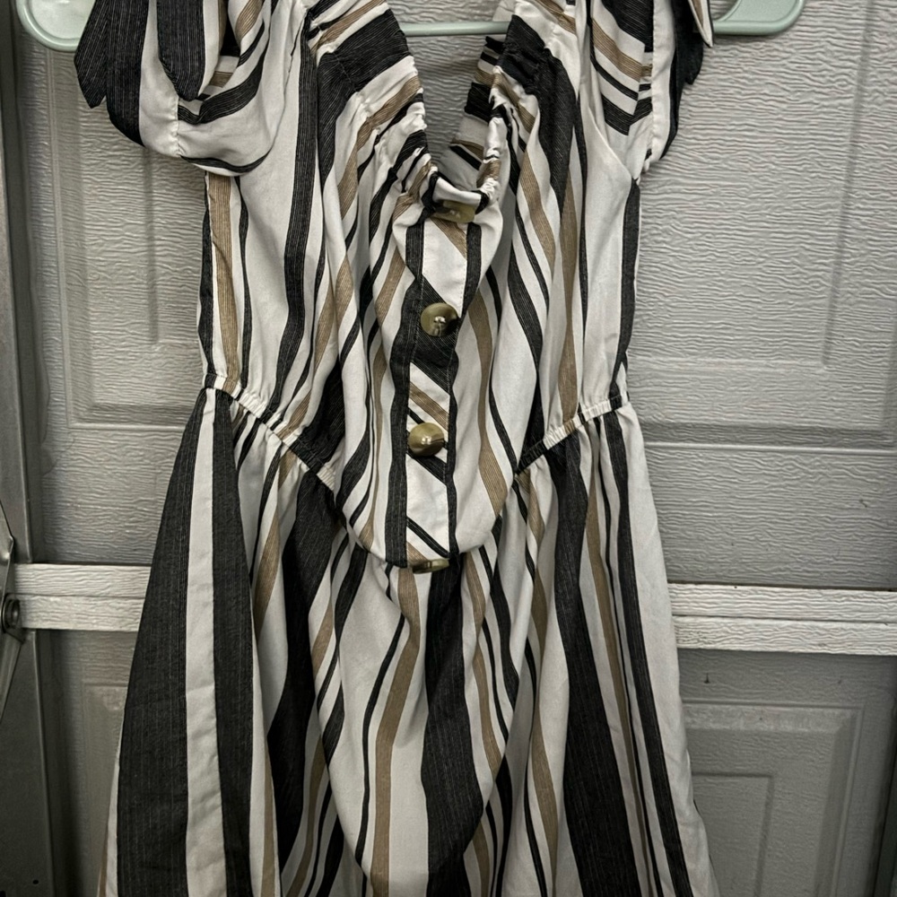 Striped Black and White Button-Down Dress